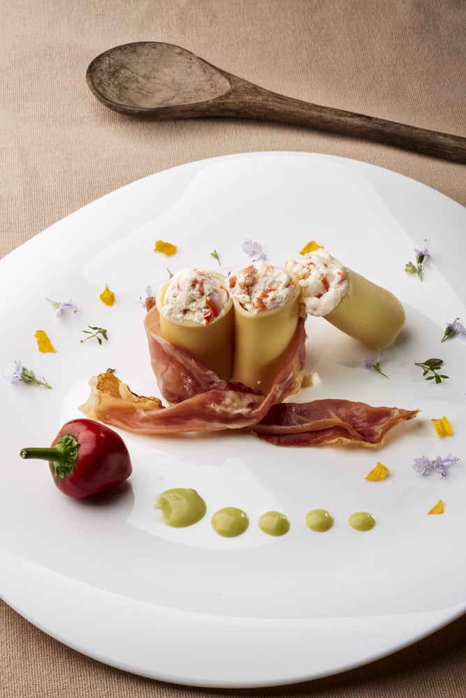 Speck, pistachios and Piave DOP Vecchio cheese “paccheri” | Piave DOP Cheese